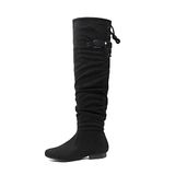 Dream Pairs Colby Black Feminino Sobre O Joelho Pull On Boot