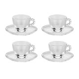 Conjunto 4 Xícaras Com Pires Cristal Café 80ml Pearl