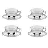 Conjunto De 4 Xícaras De Chá Com Pires 200 Ml Cristal Wolff