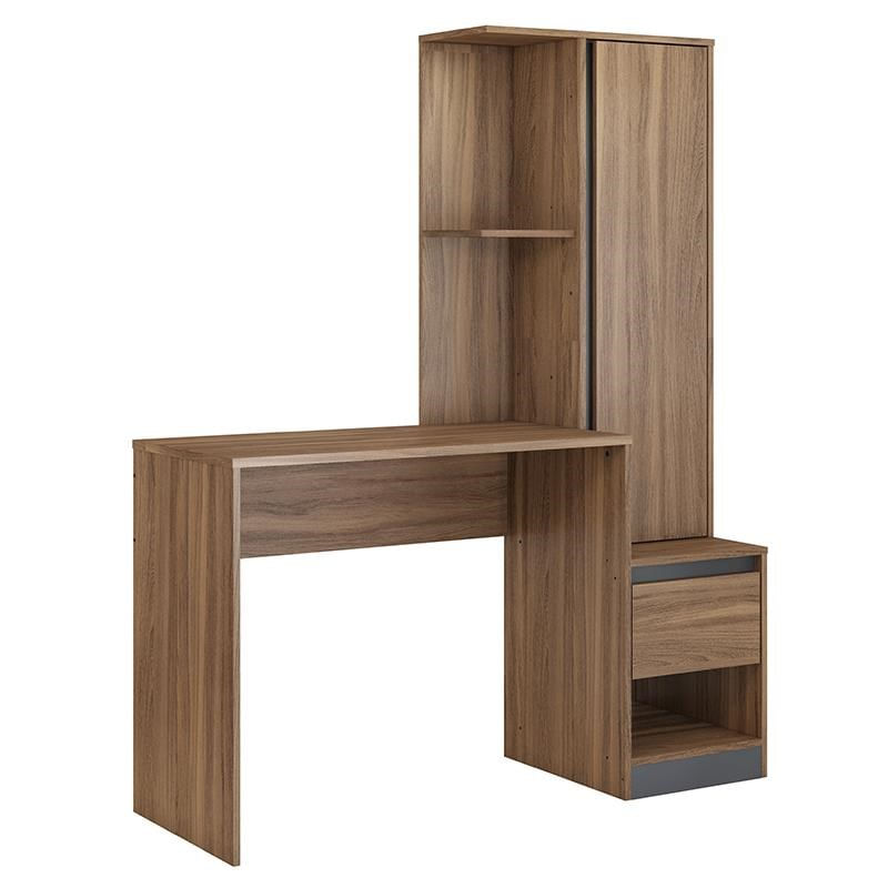 Escrivaninha Office Morada Com Armário 1 Porta E 1 Gaveta Amêndola/grafito - Demóbile