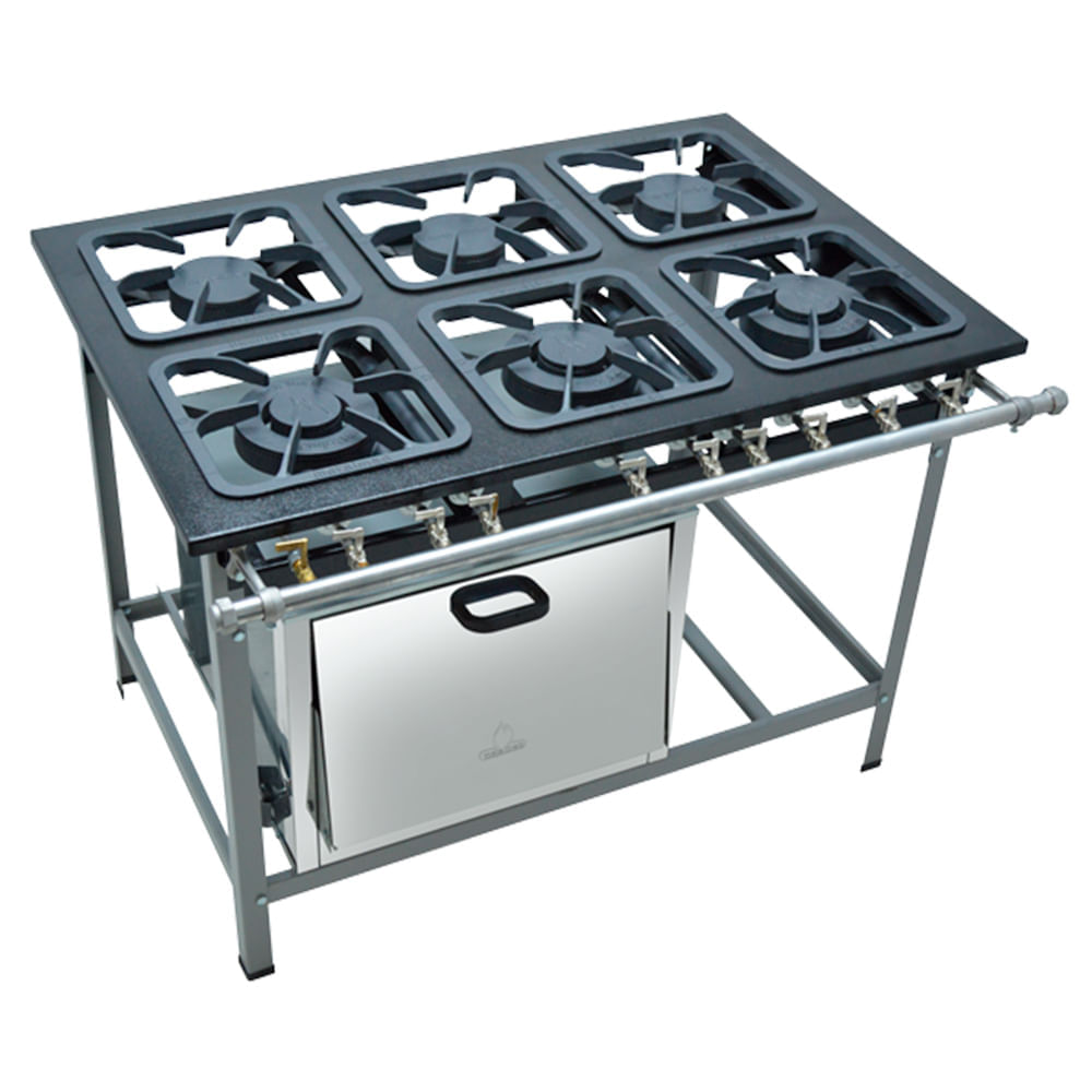 Fogão 6 Bocas Metalmaq Série Super Luxo Preto - M19 Fogão 6 Bocas Metalmaq Série Super Luxo Preto - M19