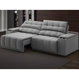 Sofá com Porta-Copos, Carregador USB, Retrátil, Reclinável Samurai 2m, Velosuede Grafite, Netsofas