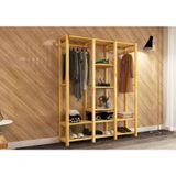 Cabideiro Pinus Armario Estante De Madeira Closet Duplo