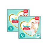 Kit 136 Fraldas Pampers Premium Care Pants Top Tamanho G