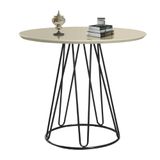 Mesa de Jantar Rubi Off White Base de Metal Preta C&M Decor