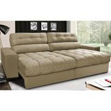 Sofá Retrátil e Reclinável com Molas Ensacadas Cama inBox Master 2,72m Tecido Suede Bege