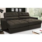 Sofá Retrátil e Reclinável com Molas Ensacadas Cama inBox Master 2,52m Tecido Suede Café