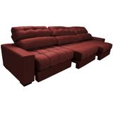 Sofá Retrátil e Reclinável com Molas Ensacadas Cama Inbox Master 3,82m Tecido Suede Vermelho