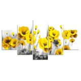 Quadro Decorativo Kyme Flores Amarelas Papoulas 5 Peças