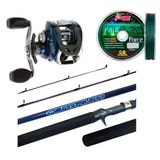 Kit Pesca Carretilha Af103 + Vara Maruri 1,83m 17lb 2 Partes + Linha 0.30mm 100m