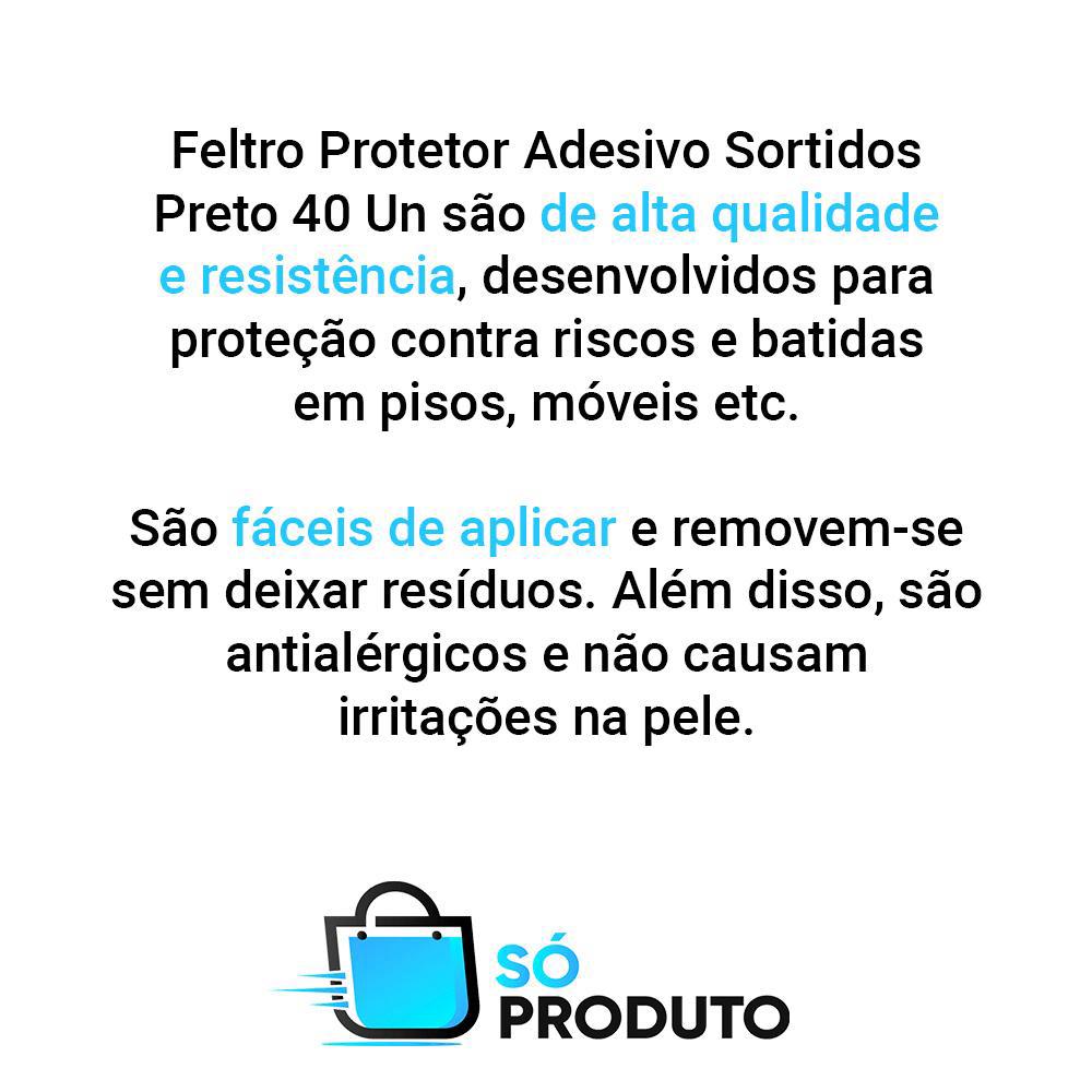 Feltro Adesivo Tek Bond Sortidos Preto com 40 Unidades