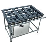 Fogão Ind Baixa Pressão Com Forno - 6 Bocas 3 Qs 3 Qd 40x40 M19 S2000 Perfil 9 Metalmaq Gás Glp - Botijão Metalmaq