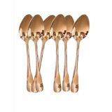 Talheres De Inox Super Luxo Rosé Gold 6pçs Colher Sobremesa