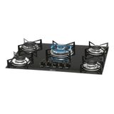 Cooktop Fischer 5 Bocas Mesa de Vidro Tripla Chama Preto - Bivolt