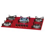 Fogão Cooktop Fischer 5Q TC Gás Mesa Vidro Rouge Vermelho