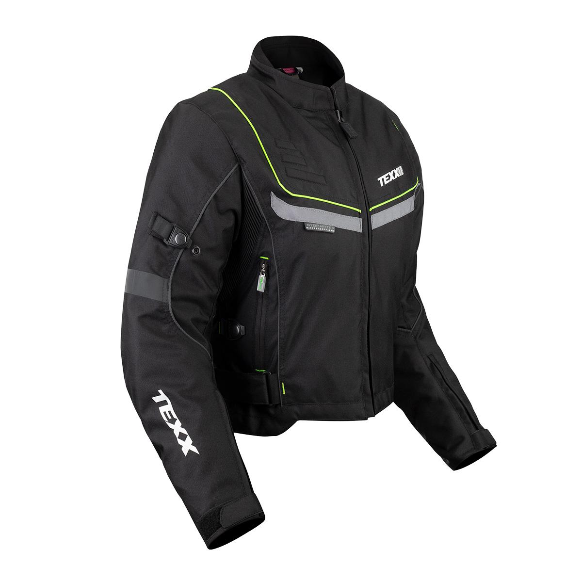 Jaqueta Texx New Strike V2 Lady Feminina Impermeável Moto - Preto E Verde - 2xl