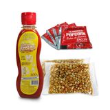 Kit Pipoca 200G Milho Óleo Sabor Manteiga E 5 Sachê De Bacon