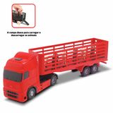 Caminhao Boiadeiro Transporte De Animais Voyager 40 Cm Vermelho Roma