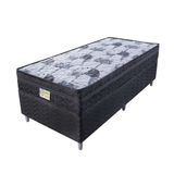 Cama Box Solteiro Imperial com Colchão Mola Verticoil (88x188) Preta e Cinza