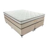 Cama Box Queen Aquarius com Colchão Queen Molas Ensacadas Bege e Branca