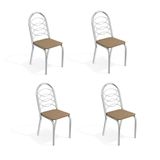 Conjunto com 4 Cadeiras de Cozinha Holanda Cromado e Capuccino