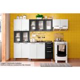 Cozinha Modulada Completa Multipla 4 Pecas 2 Armarios 1 Balcao 1 Paneleiro C4p75 Branco Preto Bertolini