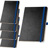 5x Caderneta de Anotações 13,7x21cm 80 Fls Pautadas Preto e Azul