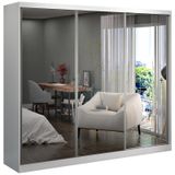 Guarda Roupa Casal 264cm 3 Portas de Correr 3 Espelhos Winter F04 Branco - Mpozenato