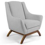 Poltrona Decorativa Base Manu Madeira Juliet C-316 Linho Cinza - Domi