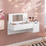 Penteadeira Suspensa Camarim Blush com 2 Portas e Espelho - Branco