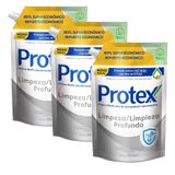 Kit 3 Refil Sabonete Líquido Protex Limpeza Profunda 900ml