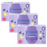 Kit 3 Sabonetes Barra Hora Do Sono Johnson&#39;s Baby 80g