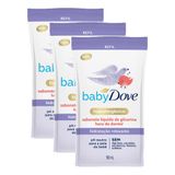 Kit 3 Sabonetes Líquido De Glicerina Baby Dove Hidratação Relaxante Hora De Dormir 180ml Refil