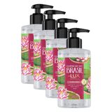 Kit 4 Sabonetes Líquidos Lux Essências Do Brasil Vitória Régia 300ml Cada