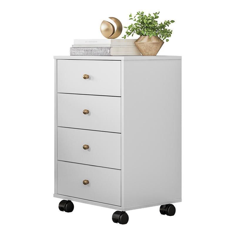 Mesa De Cabeceira Presence 4 Gavetas Branco - Demóbile