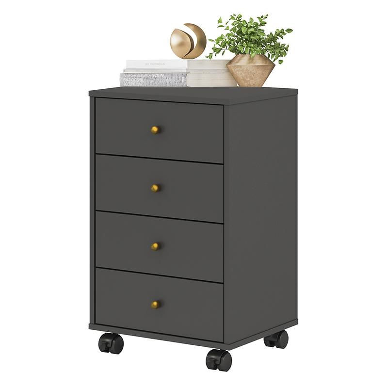 Mesa De Cabeceira Presence 4 Gavetas Grafito - Demóbile