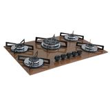 Cooktop 5 Bocas Tripla Chama Premium Chamalar - Amadeirado Escuro