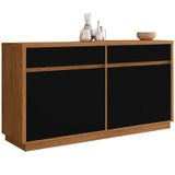 Balcão Aparador Buffet 4 Portas 2 Gavetas 100% MDF Anne N02 Ypê/Preto - Mpozenato