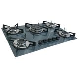 Cooktop 5 Bocas Tripla Chama Premium Chamalar - Marmorizado Cinza