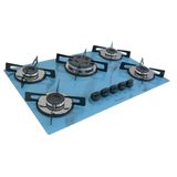 Cooktop 5 Bocas Tripla Chama Premium Chamalar - Marmorizado Azul