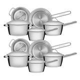 Kit Jogo De Panelas Tramontina Allegra Em Aço Inox Com Fundo Triplo E Tampas De Inox 10 Peças
