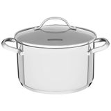 Caçarola Funda Tramontina Una 24 Cm 6,1 L Em Aço Inox Com Fundo Triplo E Tampa De Vidro 62284240