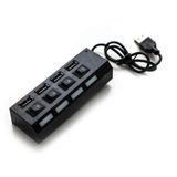 Hub Usb 2.0 com 4 Portas com Chave Power Individual Preto