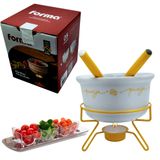 Conjunto Para Fondue De Queijo Panela De Porcelana 2 Garfos