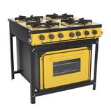 Fogão Profissional 4 Bocas Venâncio Linha Bravo Amarelo com Forno Br4bfam