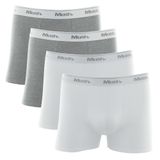 Kit Cueca Boxer Mash 4 Peças Masculina Algodão Elástico Branco 01 Gg