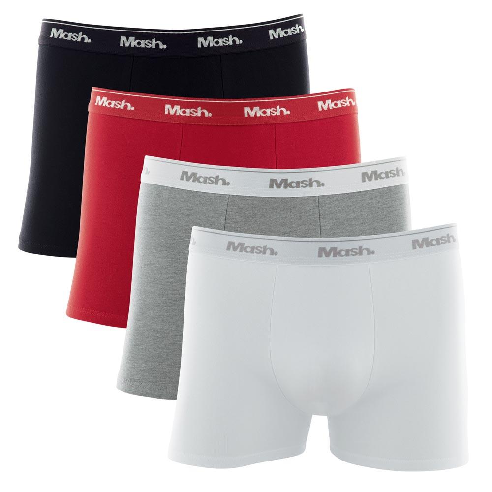 Kit Cueca Boxer Mash 4 Peças Masculina Algodão Elástico Vermelho M