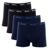 Kit Cueca Boxer Mash 4 Peças Masculina Algodão Elástico Preto 04 P