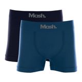 Kit 2 Cuecas Boxer Mash Microfibra Sem Costura Azul Jeans Escuro P