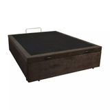 Base Box Baú Casal Santo Box Suede Marrom 47x138x188